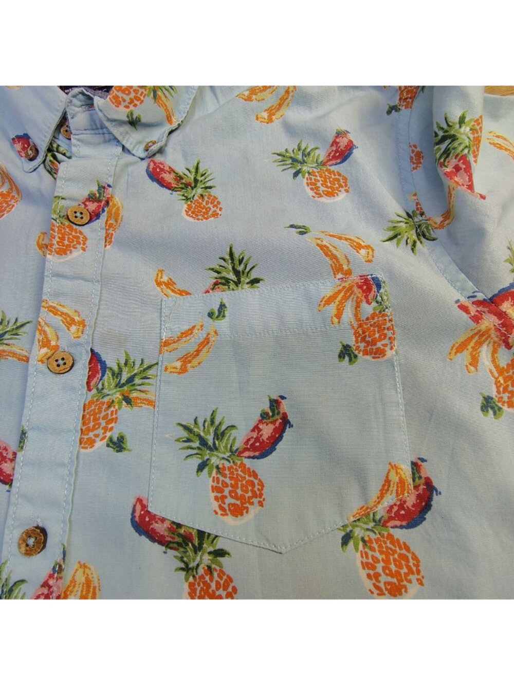 Michael Brandon Casual Button Down Short Sleeve Shirt Pineapples Size Small